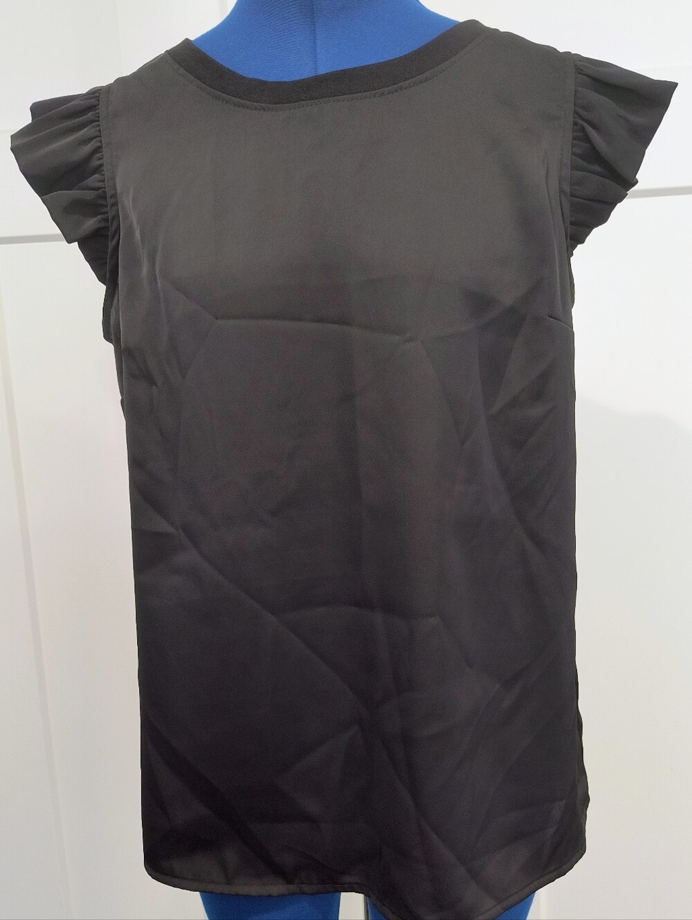 Maurices Black Ruffle Cap-Sleeve Blouse